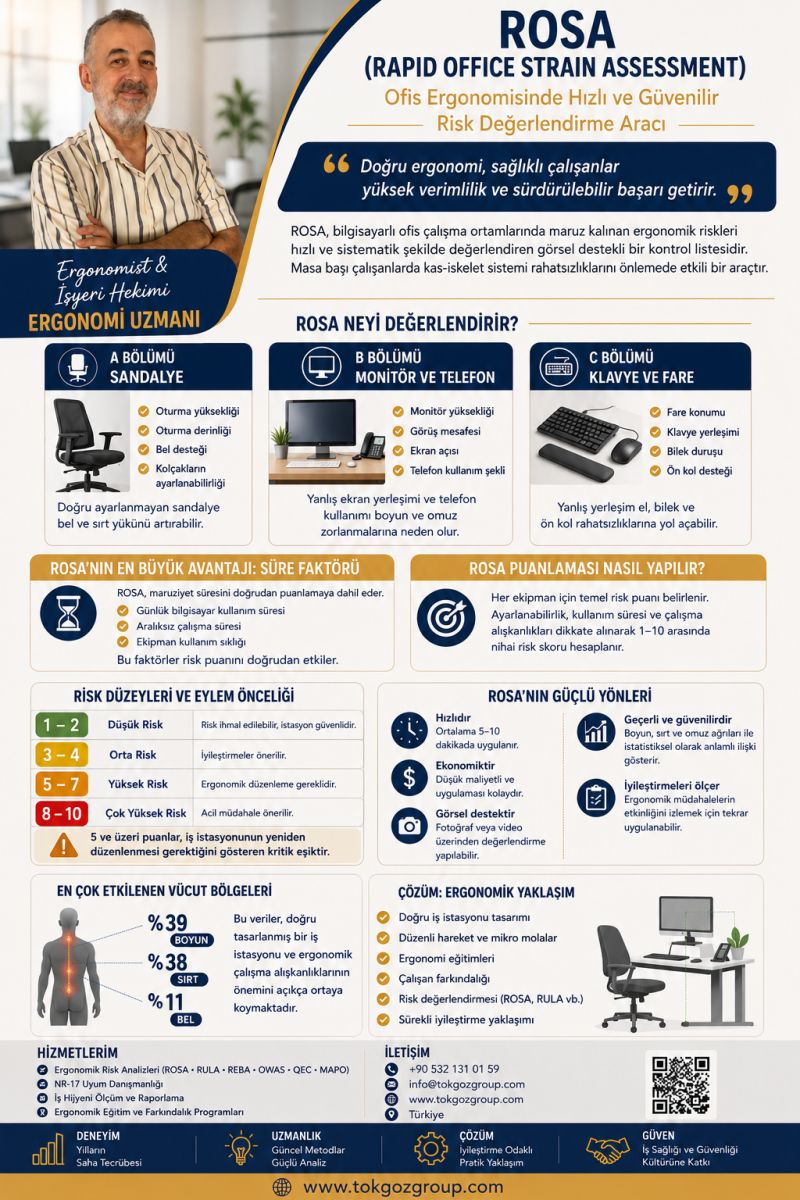 Ofis Ergonomisi-Rosa (Rapid Office Strain Assessment) Metodu Ergonomik Risk Analizi